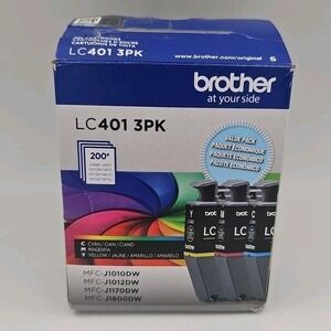 Brother Genuine LC401 3PK Standard 200 Page Yield 3-Pack Ink Exp Date: 5/2028